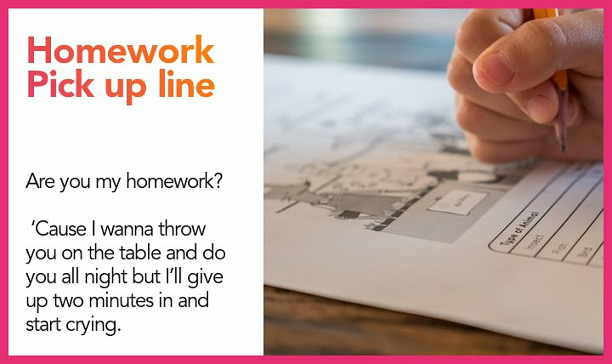 Top 50 Homework Pick Up lines